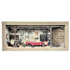 The Window Pane Curio Collection Mustang Car Garage Miniature Model Diorama 2002